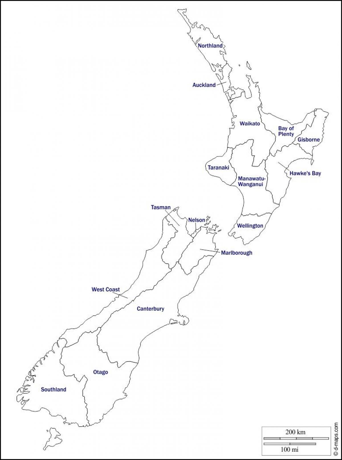 Lege Nieuw-Zeelandse kaart
