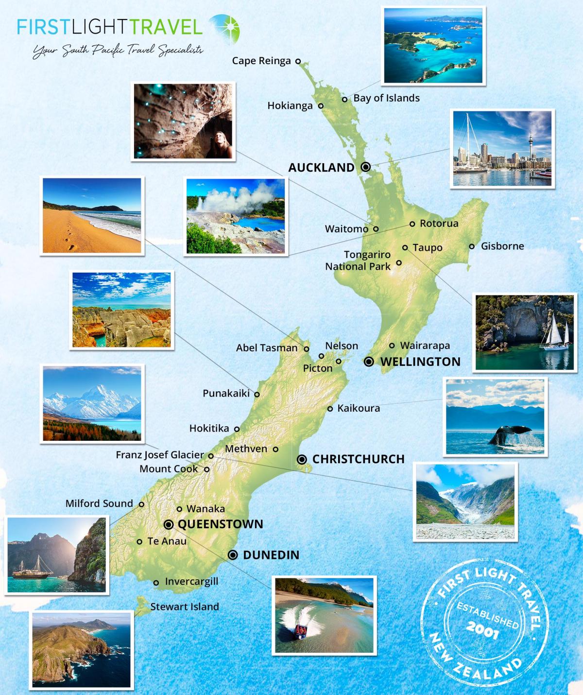 Reiskaart Nieuw-Zeeland