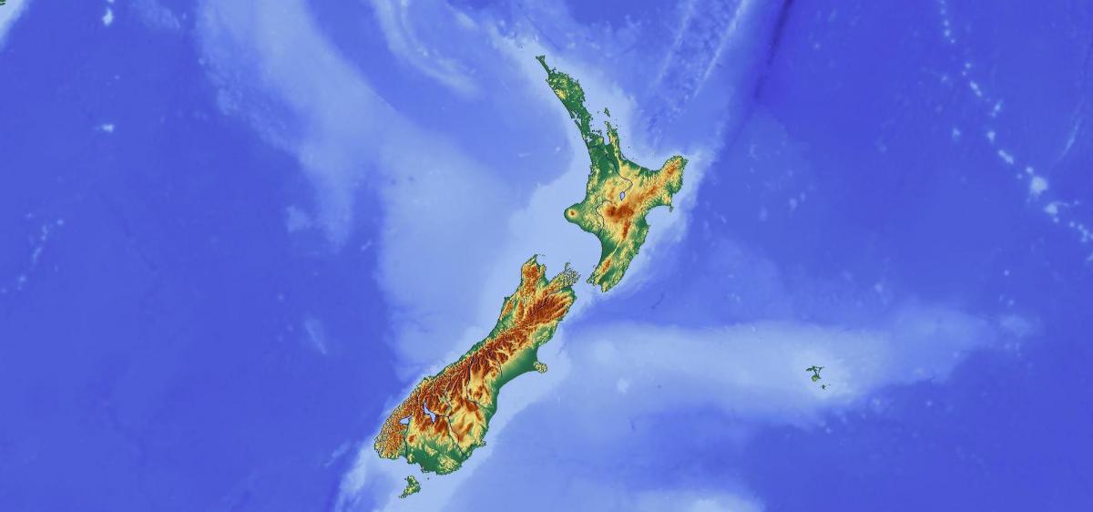Topografische kaart van Nieuw-Zeeland