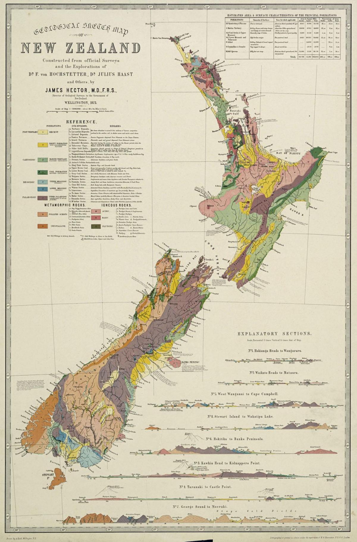 Historische kaart van Nieuw-Zeeland